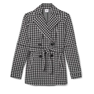 NWOT CAbi Black and White Houndstooth passport Trench, Size xs